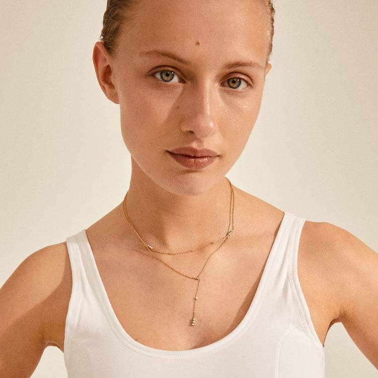 Pilgrim KAMARI Recycelte Chain Halskette M. Kristallen, Vergoldet