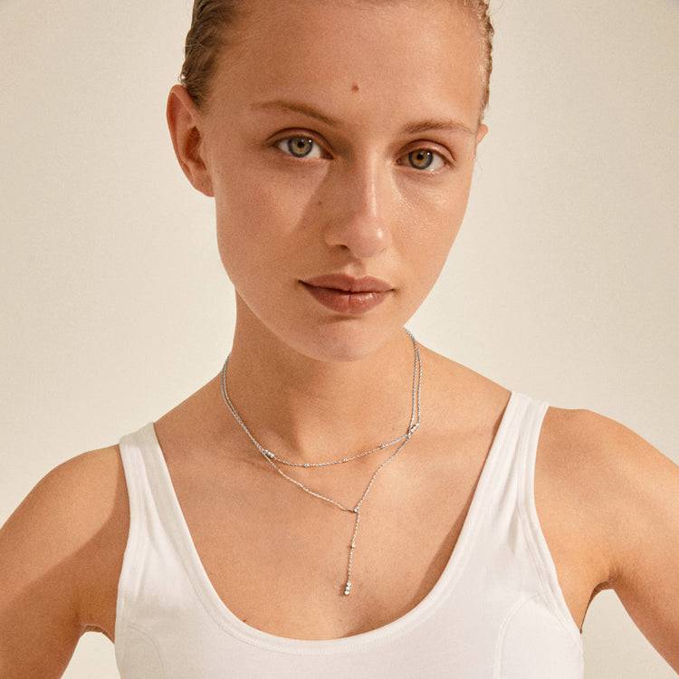 Pilgrim KAMARI Recycelte Chain Halskette M. Kristallen, Versilbert