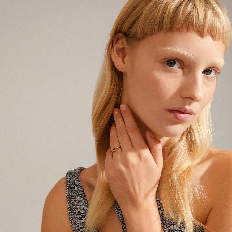 Pilgrim LULU Recycelter Kristall-Stapelring Mit Herz, Vergoldet