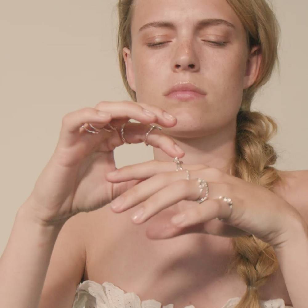 Pilgrim LULU Recycelter Kristall-Stapelring Mit Herz, Versilbert