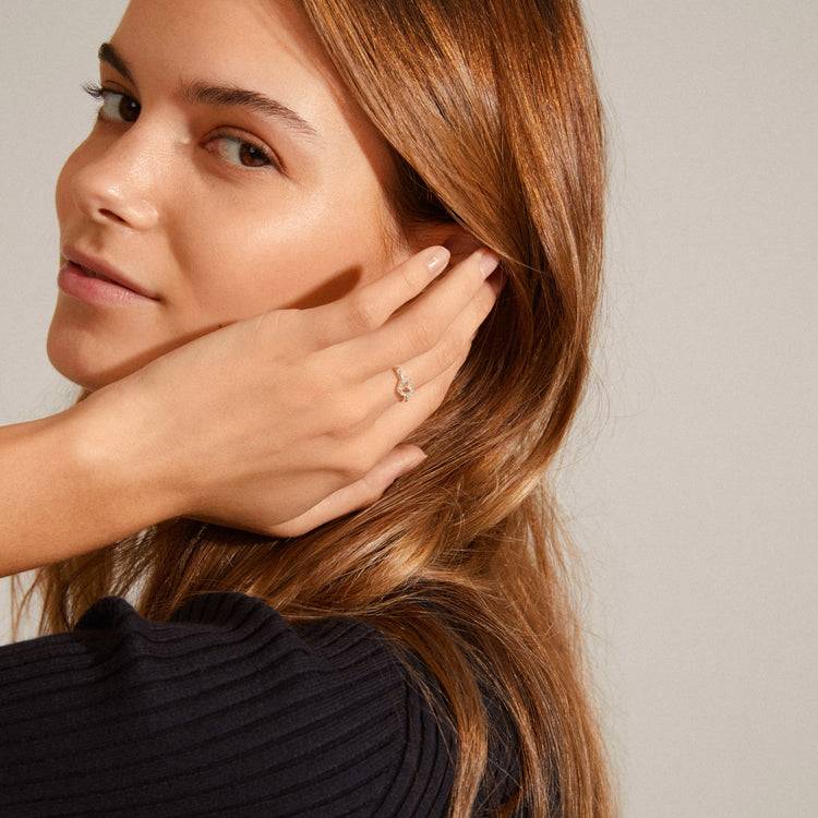 Pilgrim LULU Recycelter Kristall-Stapelring Mit Herz, Versilbert