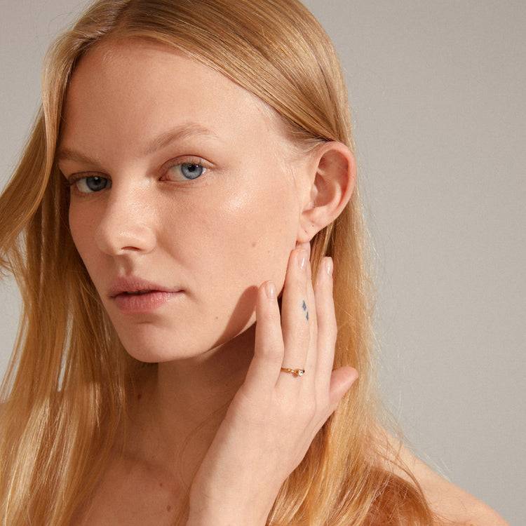 Pilgrim LULU Recycelter Kristall-Stapelring, Vergoldet