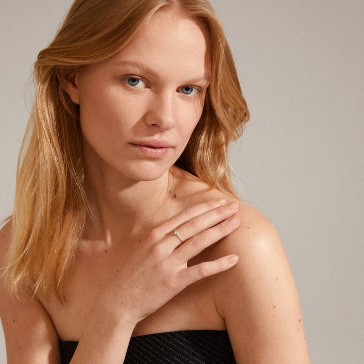 Pilgrim LULU Recycelter Kristall-Stapelring, Versilbert