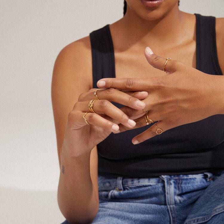 Pilgrim LULU Recycelter, Verdrehter Stapelring, Vergoldet