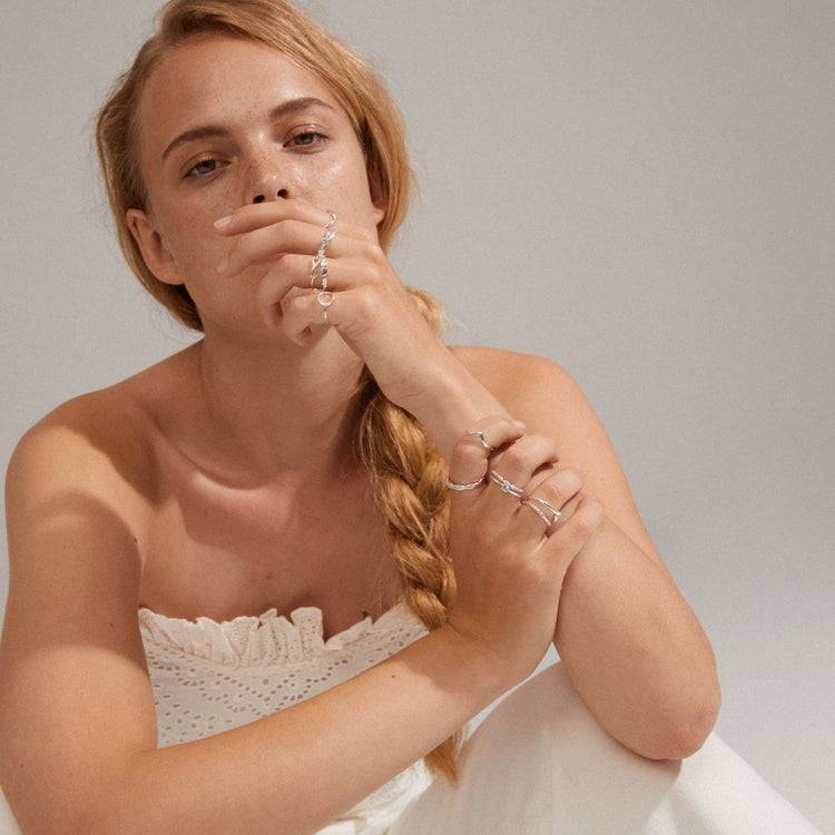 Pilgrim LULU Recycelter Wirbelstapelring, Versilbert