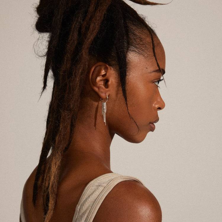 Pilgrim MAJA Kristall-Wasserfall-Hoop-Ohrringe, Versilbert