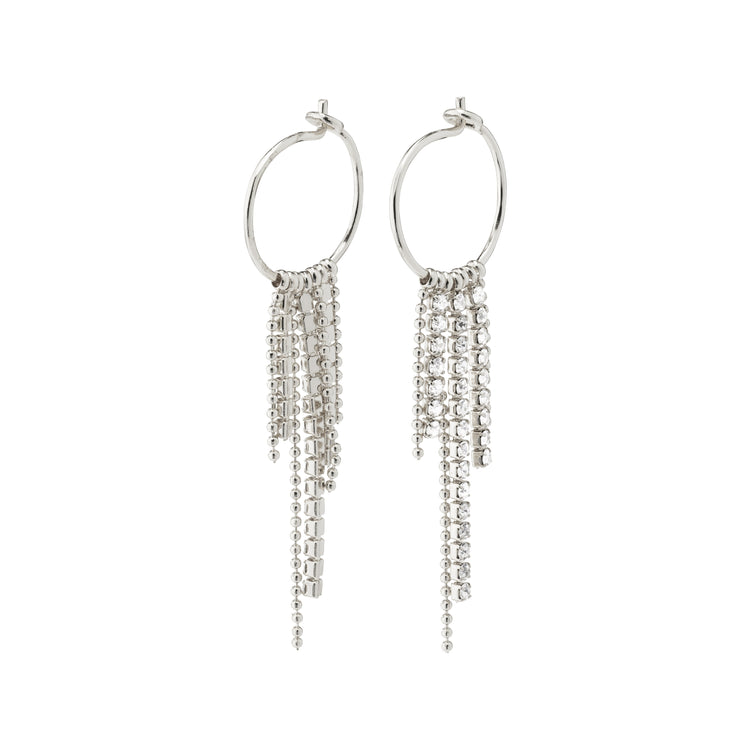 Pilgrim MAJA Kristall-Wasserfall-Hoop-Ohrringe, Versilbert
