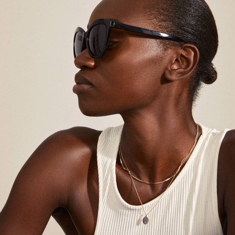 Pilgrim MARLENE Recycelte Cat-Eye-Sonnenbrille Schwarz