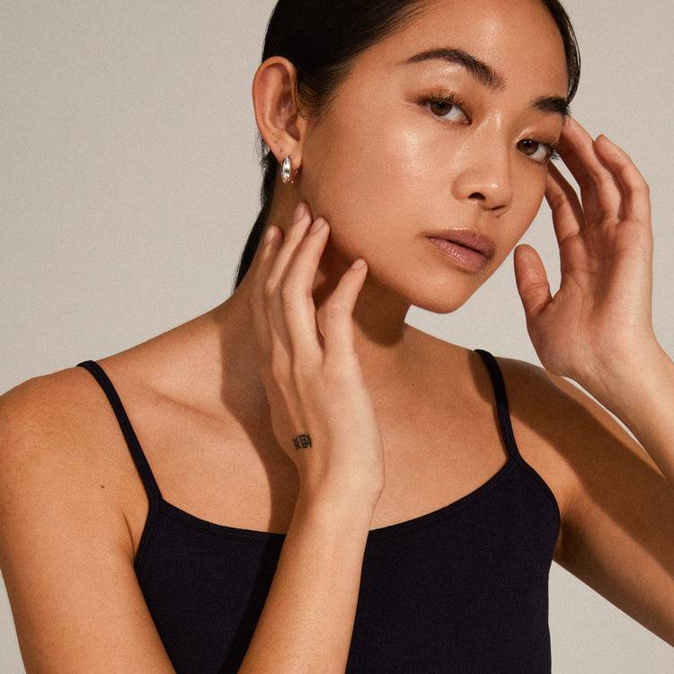 Pilgrim MINE Recycelte Chunky Huggie-Hoops, Versilbert