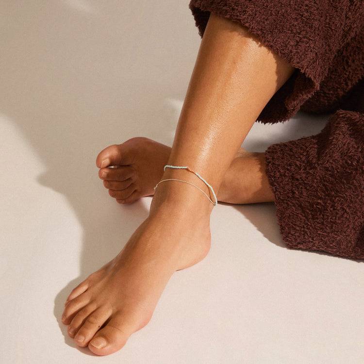 Pilgrim PALOMA Fußkettchen, 2-in-1-Set, Türkis Und Versilbert