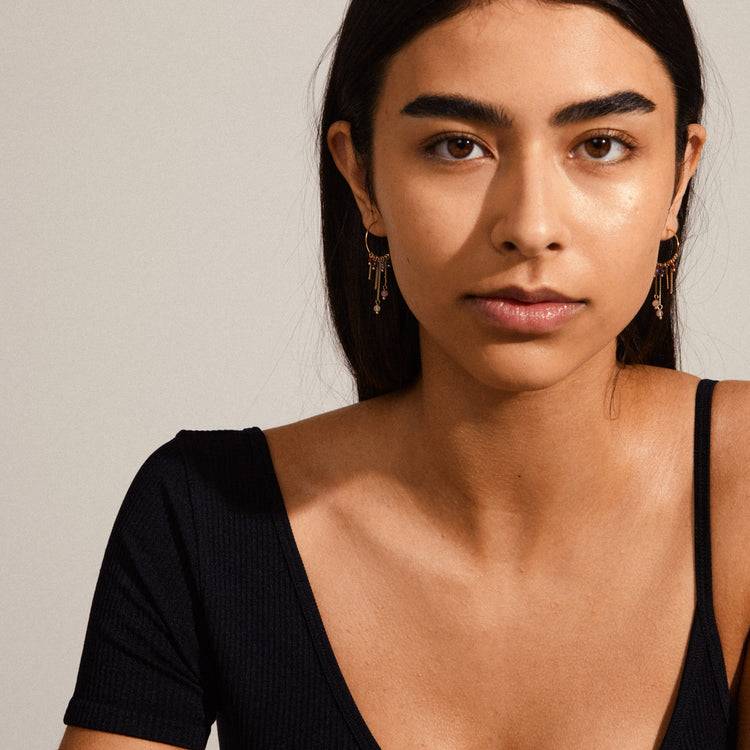 Pilgrim PEACE Halbedelstein-Hoop-Ohrringe, Vergoldet