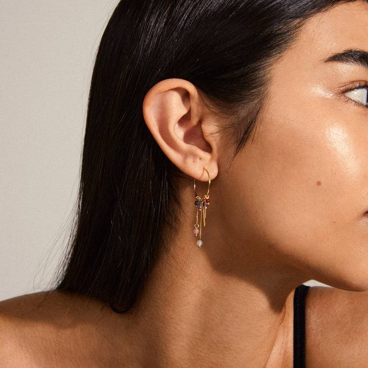 Pilgrim PEACE Halbedelstein-Hoop-Ohrringe, Vergoldet