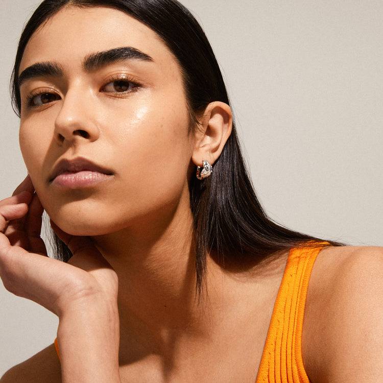 Pilgrim PIA Organisch Geformte Kristall-Hoop-Ohrringe, Versilbert