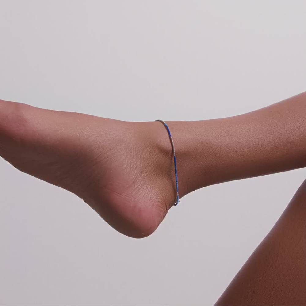 Pilgrim ALISON Fußkettchen Blau, Versilbert