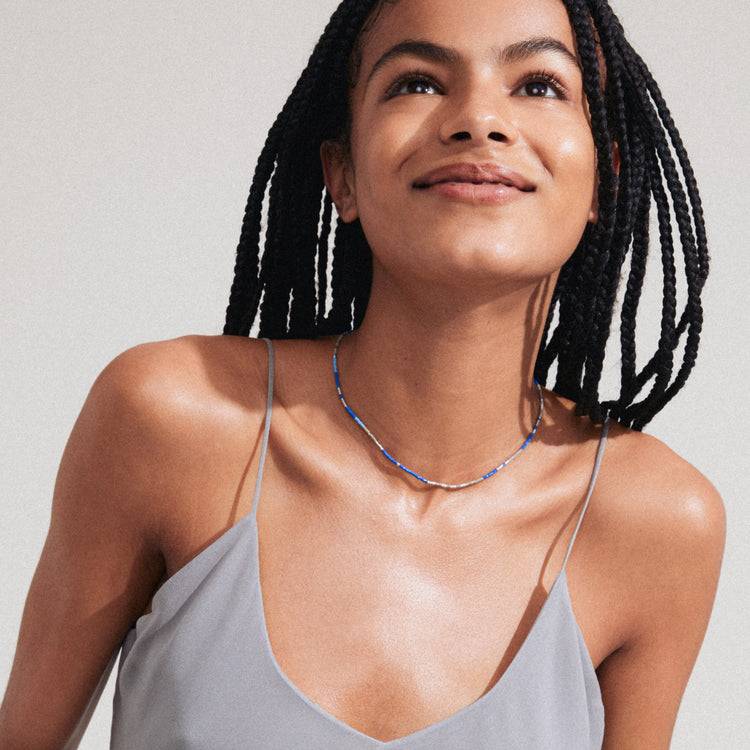 Pilgrim ALISON Halskette Blau, Versilbert