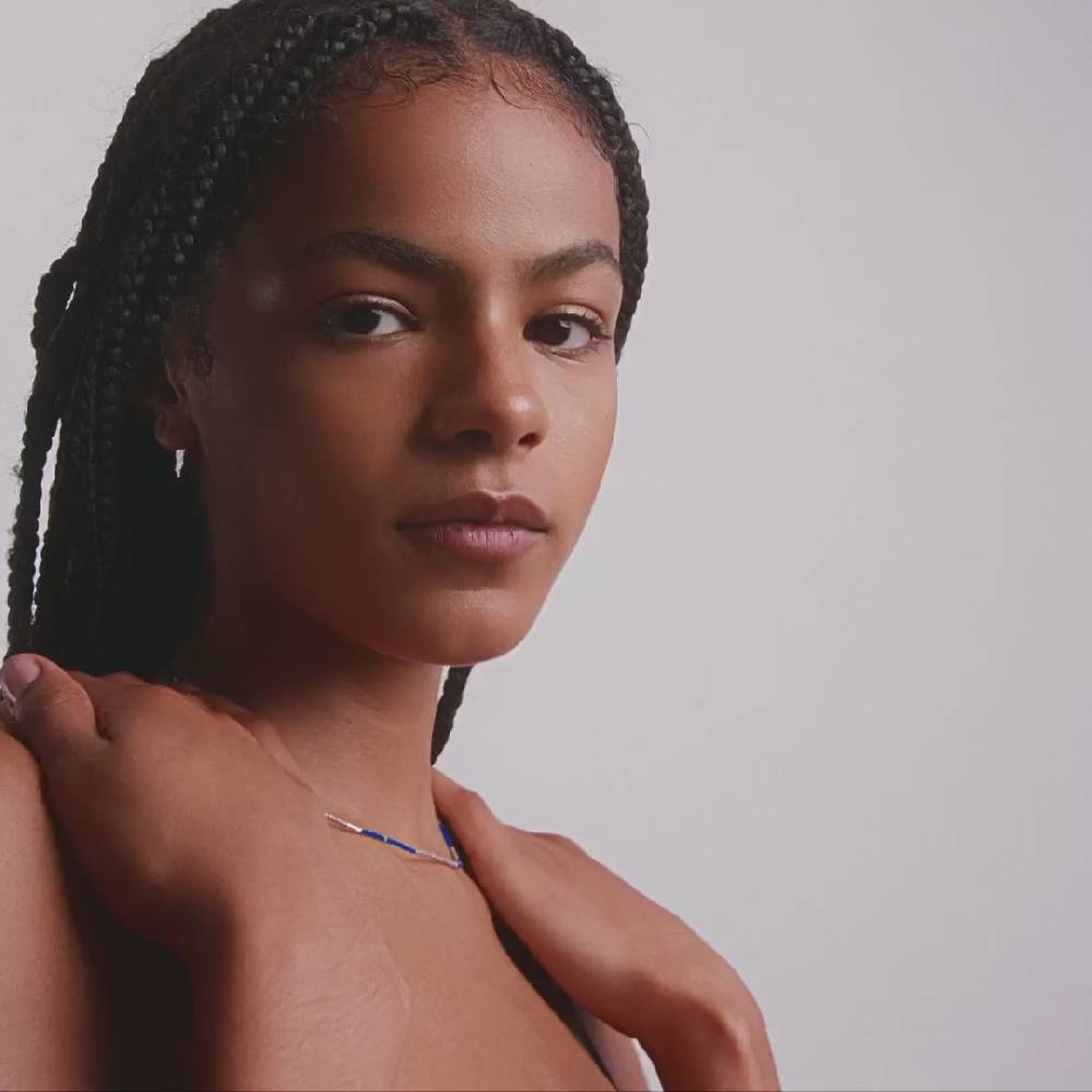 Pilgrim ALISON Halskette Blau, Versilbert