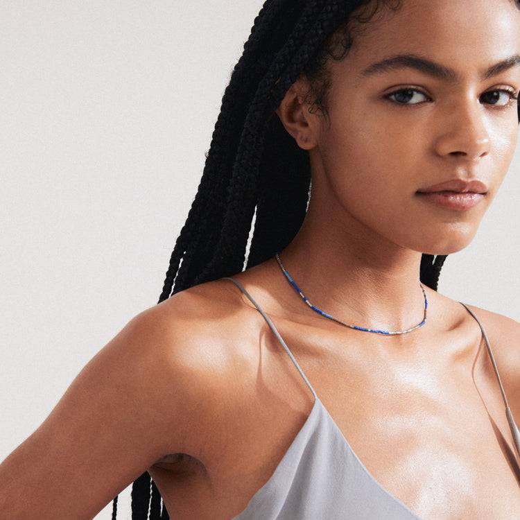 Pilgrim ALISON Halskette Blau, Versilbert