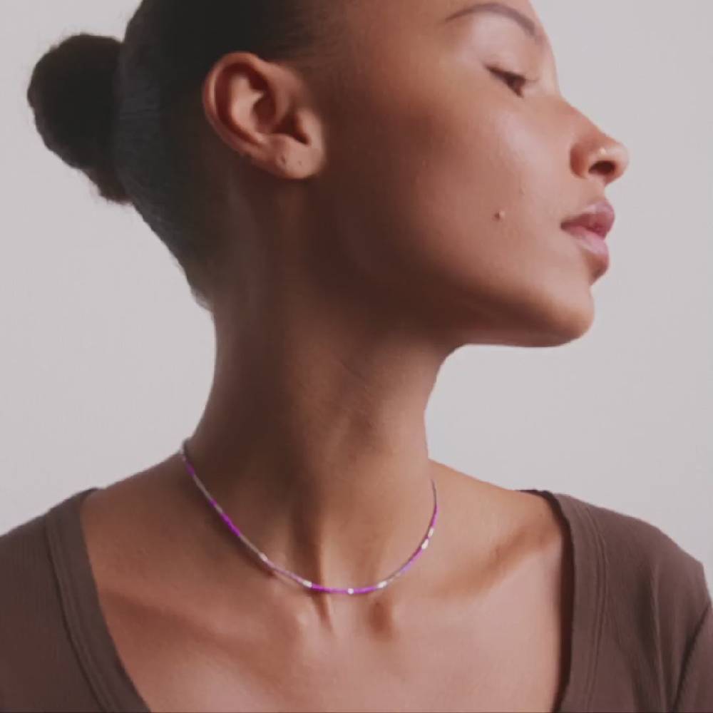 Pilgrim ALISON Halskette Lila, Versilbert