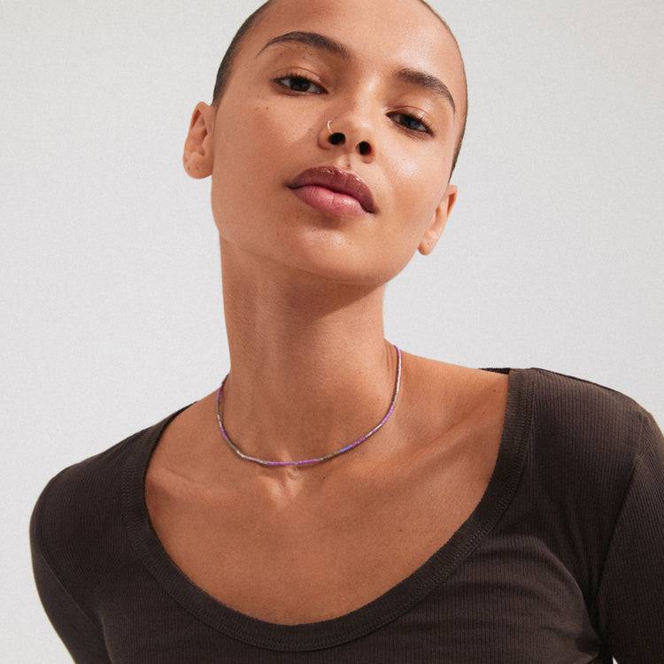 Pilgrim ALISON Halskette Lila, Versilbert