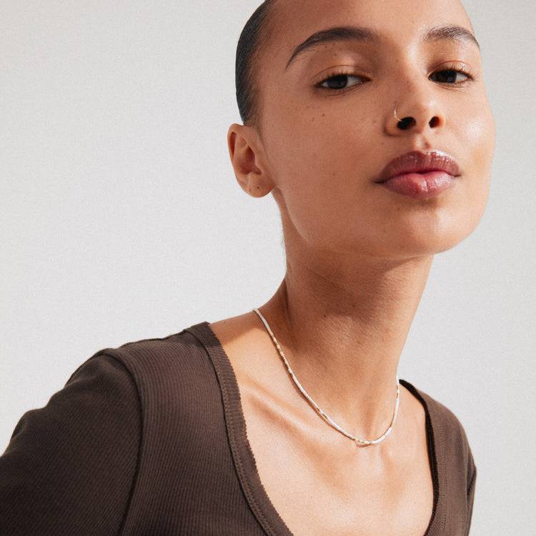 Pilgrim ALISON Halskette Weiß, Vergoldet