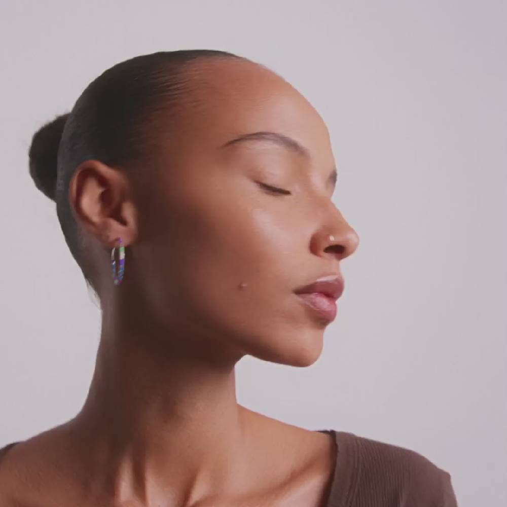 Pilgrim ALISON Hoop-Ohrringe, Blau/versilbert