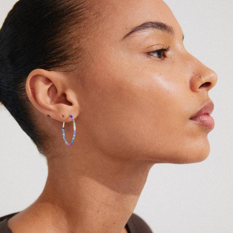 Pilgrim ALISON Hoop-Ohrringe, Blau/versilbert