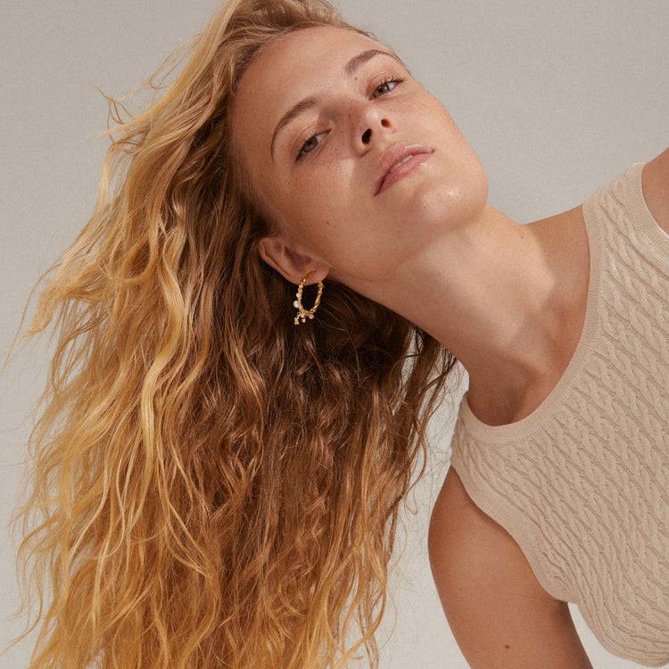 Pilgrim ANA Perl- Und Kristall-Creolen, Vergoldet