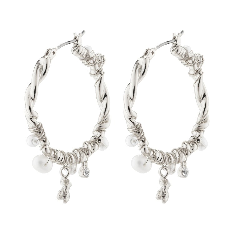 Pilgrim ANA Perl- und Kristall-Creolen, versilbert