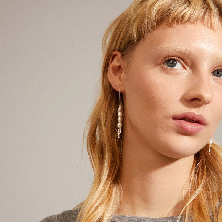 Pilgrim BERTHE Perlen Kettenohrringe Versilbert