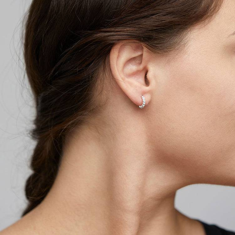 Pilgrim BRIGITTE Kristall-Huggie-Hoops Versilbert