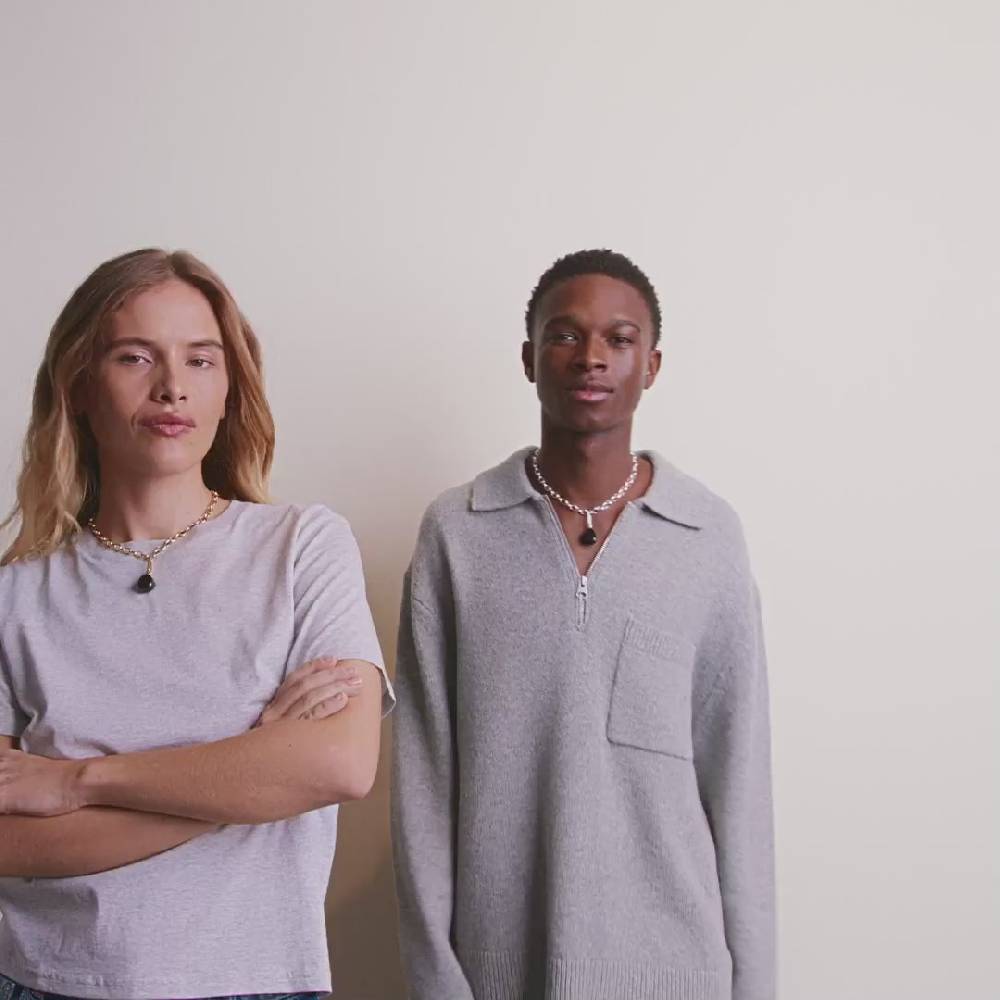 Pilgrim CHARM Schwarzer Achat Anhänger, Versilbert