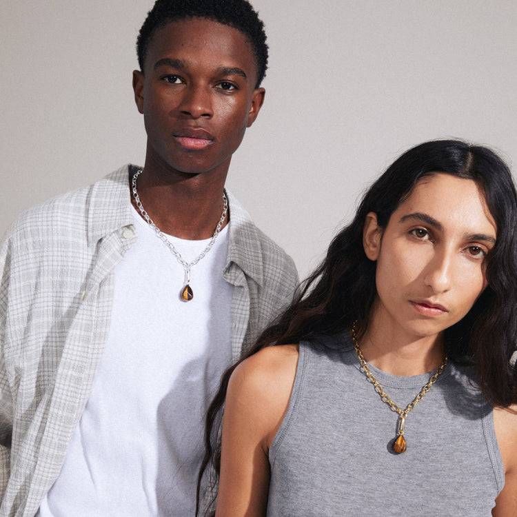 Pilgrim CHARM Tigerauge-Anhänger, Vergoldet