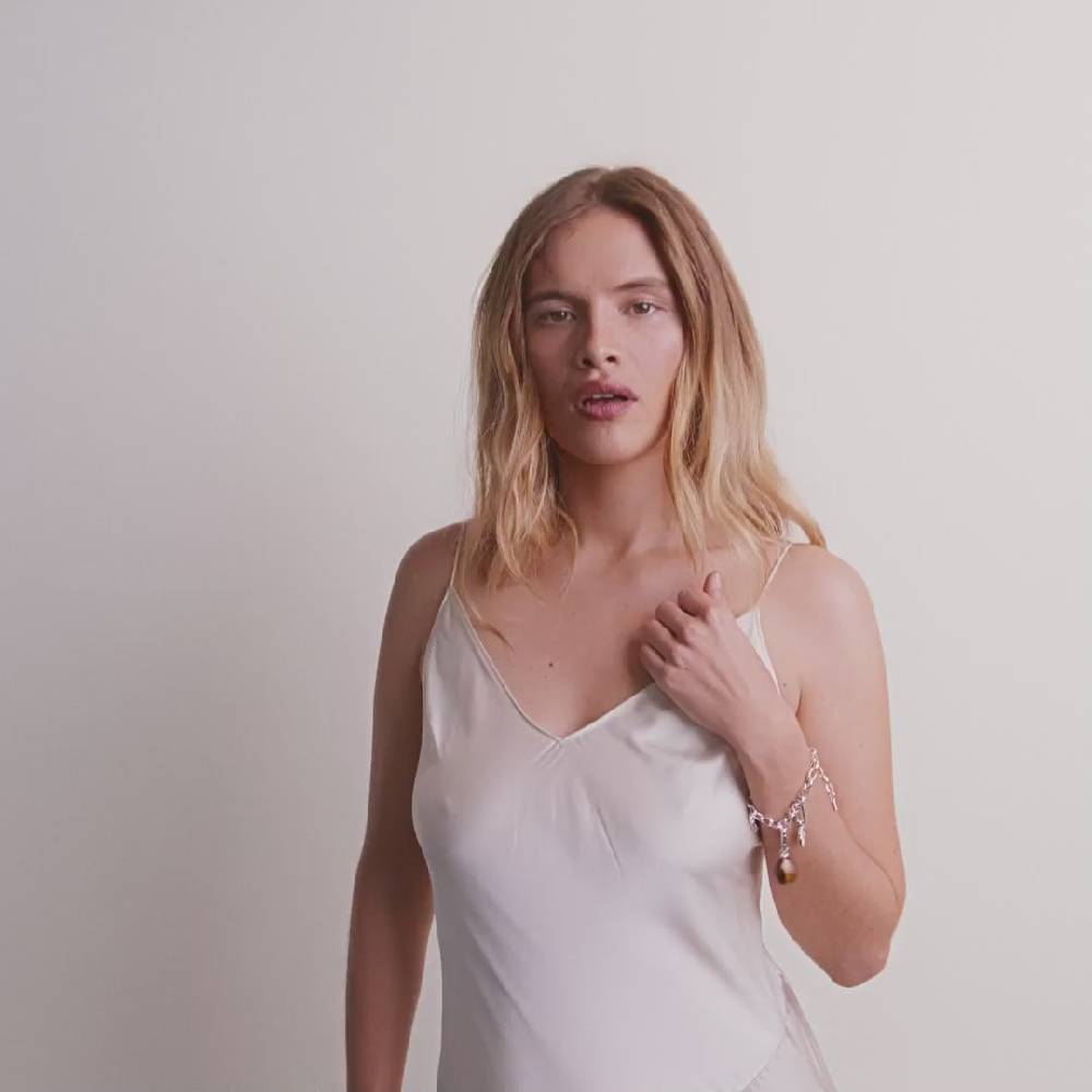 Pilgrim CHARM Tigerauge-Anhänger, Versilbert