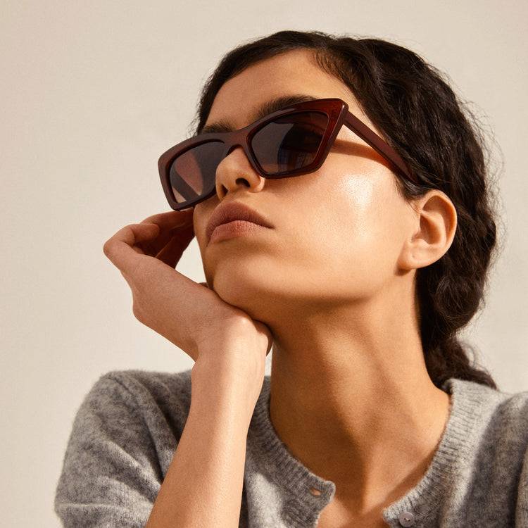 Pilgrim DAKOTA Eckige Cat-Eye-Sonnenbrille Braun