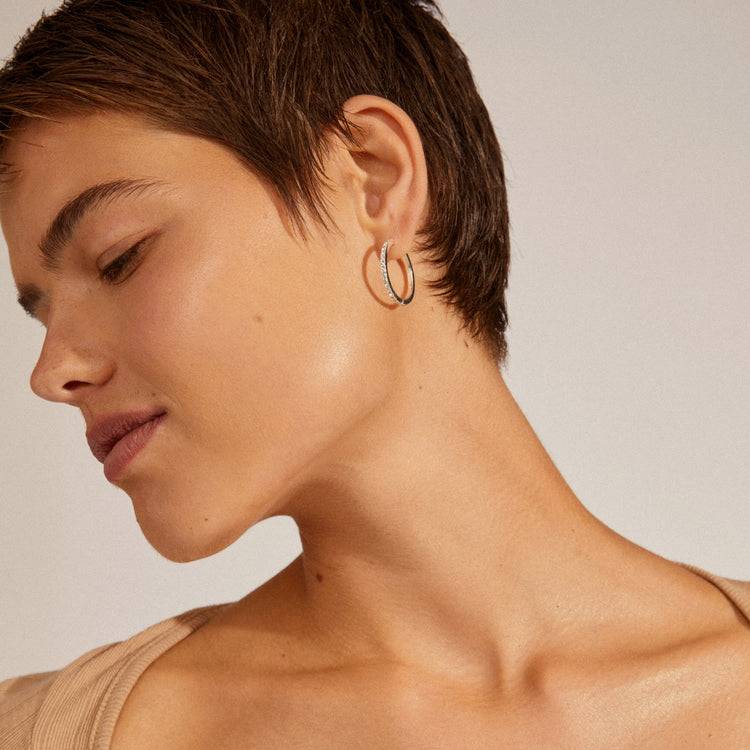 Pilgrim EBNA Maxi-Kristall-Creolen, Versilbert