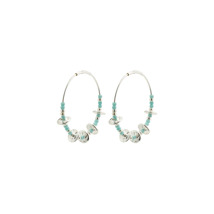 Pilgrim ENERGETIC blaue Creolen, versilbert