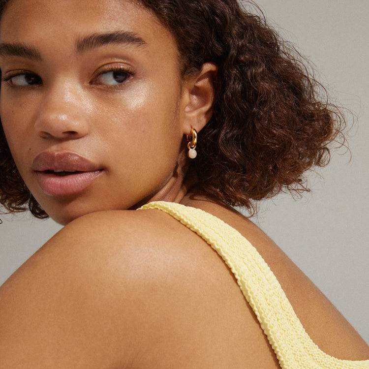 Pilgrim EVAH Recycelte Rosa Creolen, Vergoldet