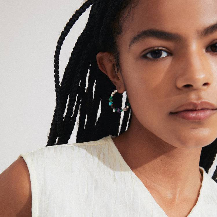 Pilgrim FORCE Hoop-Ohrringe, Mehrfarbig/Versilbert