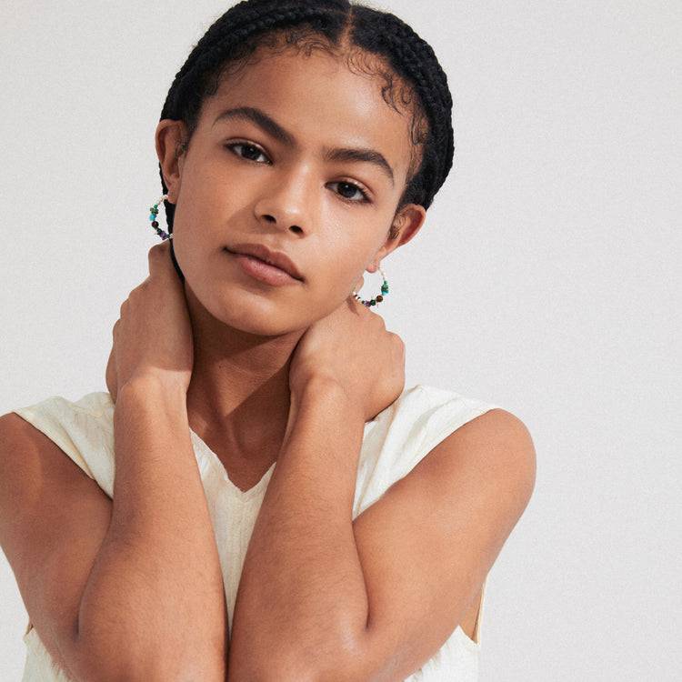 Pilgrim FORCE Hoop-Ohrringe, Mehrfarbig/Versilbert