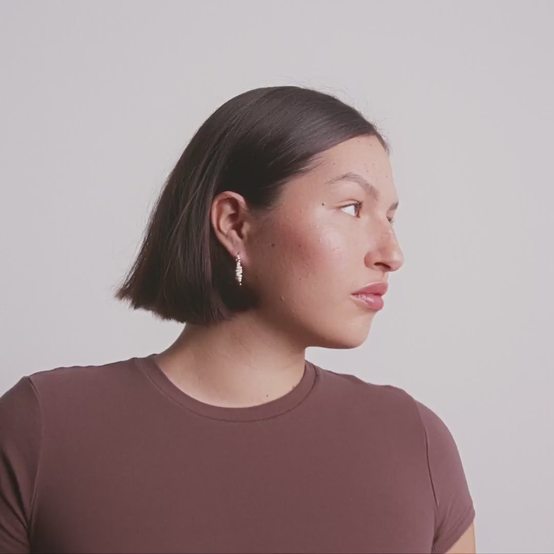 Pilgrim FORCE Hoop-Ohrringe Weiß/Vergoldet