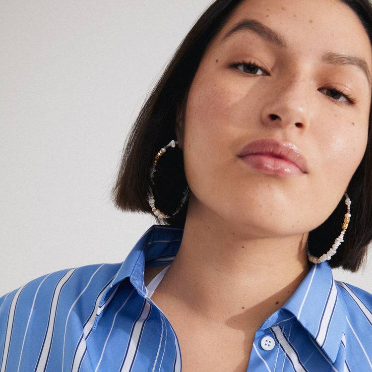 Pilgrim FORCE Mega-Hoop-Ohrringe, Weiß/Vergoldet