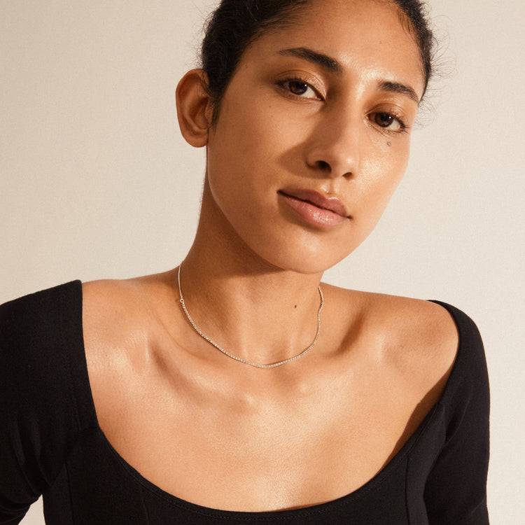 Pilgrim FRIENDS Kristallhalskette, Versilbert