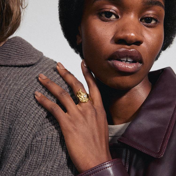 Pilgrim GIA Recycelter Kristall Ring Vergoldet