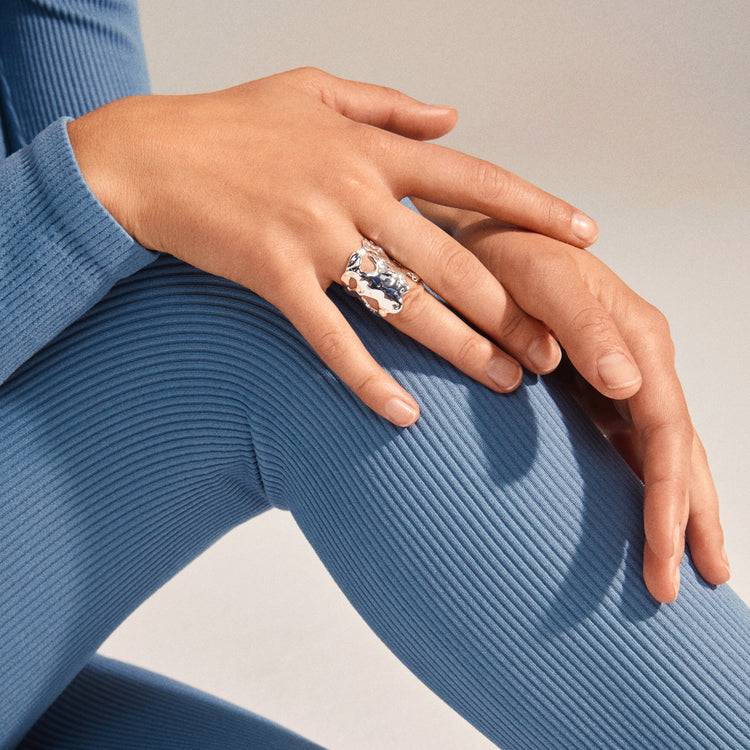 Pilgrim HAPPY Organisch Geformter Ring, Versilbert