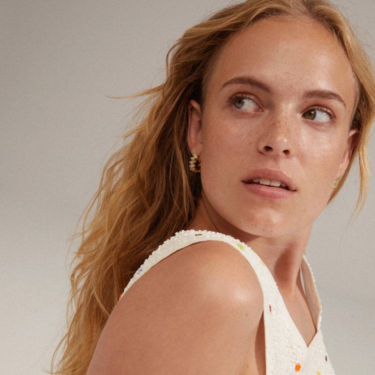 Pilgrim HELI Recycelte Kristallcreolen, Vergoldet