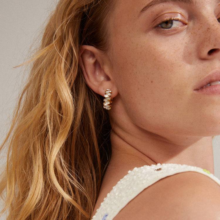 Pilgrim HELI Recycelte Kristallcreolen, Vergoldet