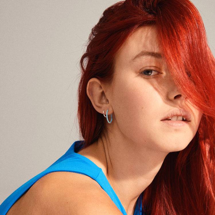 Pilgrim LUZIA Blaue Creolen, 2-in-1-Set, Versilbert