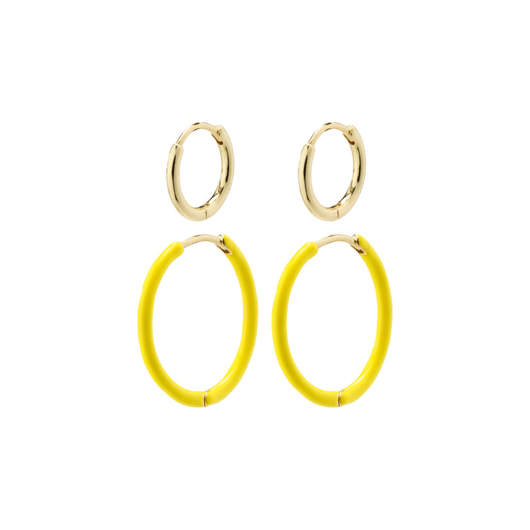 Pilgrim LUZIA gelbe Creolen, 2-in-1 Set, vergoldet