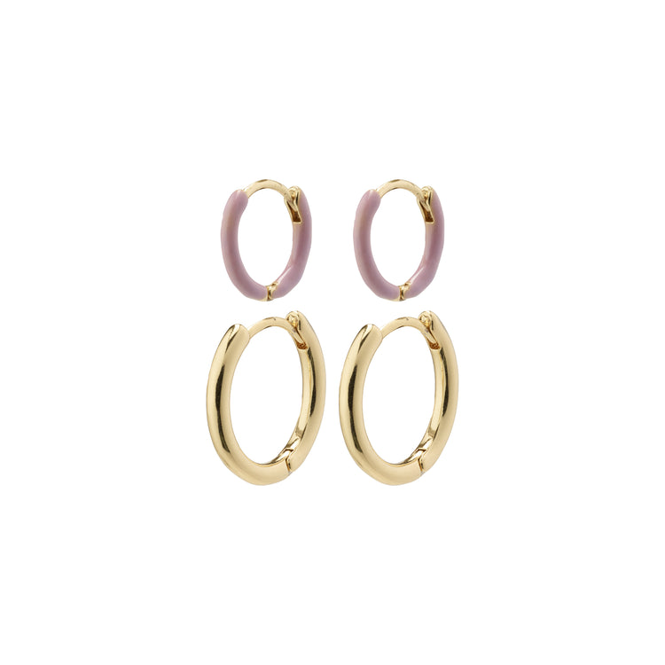 Pilgrim MARIT lila Creolen, 2-in-1-Set, vergoldet