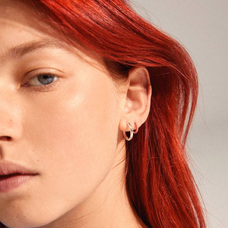 Pilgrim MARIT Pinke Creolen, 2-in-1-Set, Versilbert